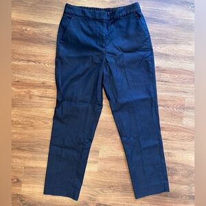 J. CREW 8 Tall Women's Linen Blend Navy Blue High Waisted Trouser Pants